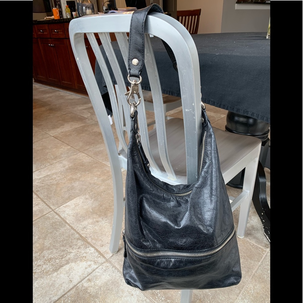 HOBO handbag, black with silver hardware